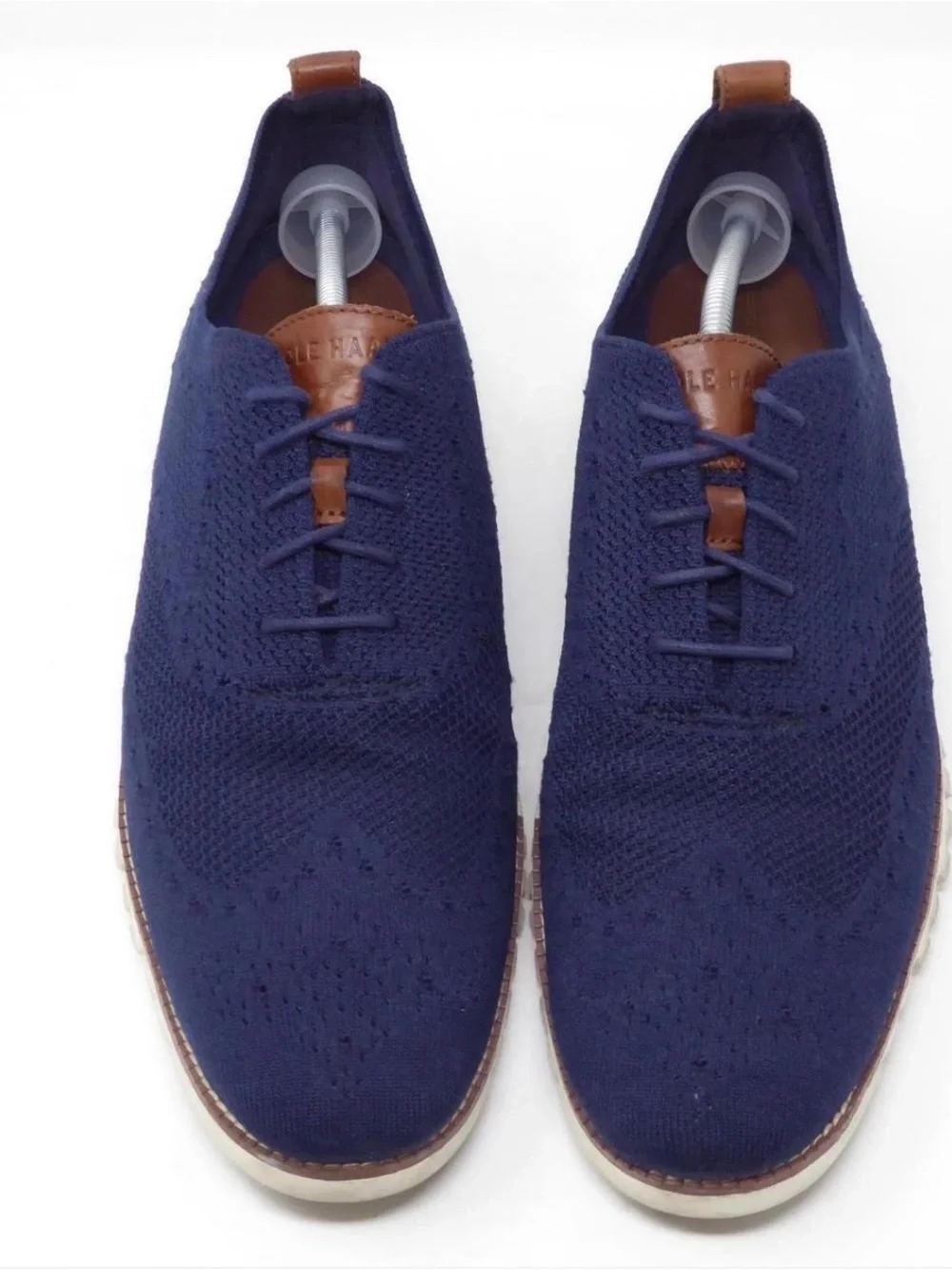 Cole Haan Navy Knit Wingtip Oxford with White Sole